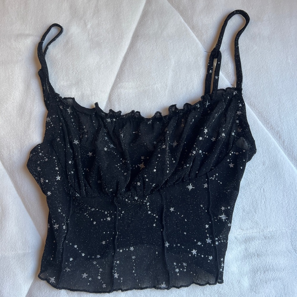 Black and silver mesh tank